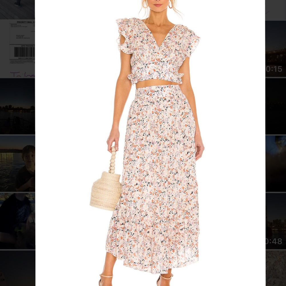 NWT ✨ Free People FREE PEOPLE 2Pc Floral free Daze Ivory Skirt Set (smal…